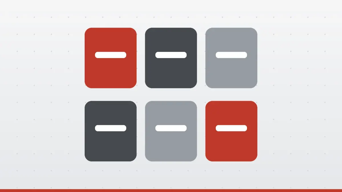 Six tiles in red and grey