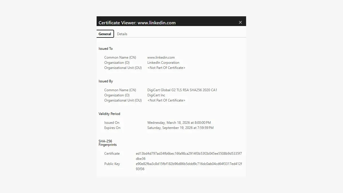 A browser certificate viewer