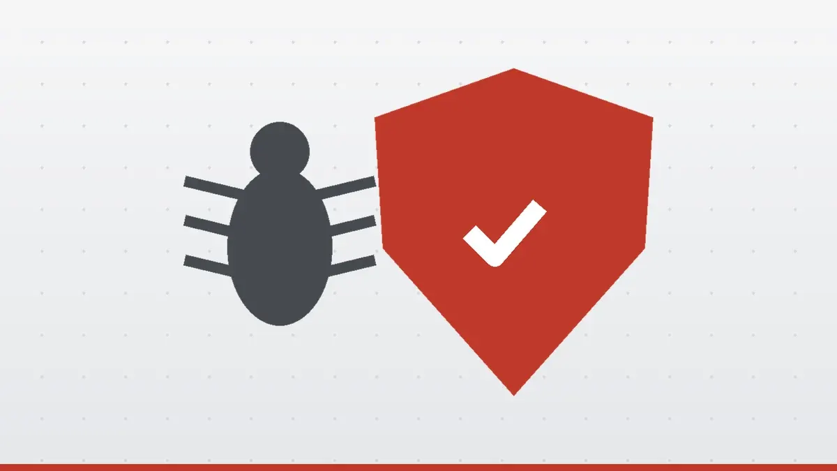 A bug stopped by a red shield