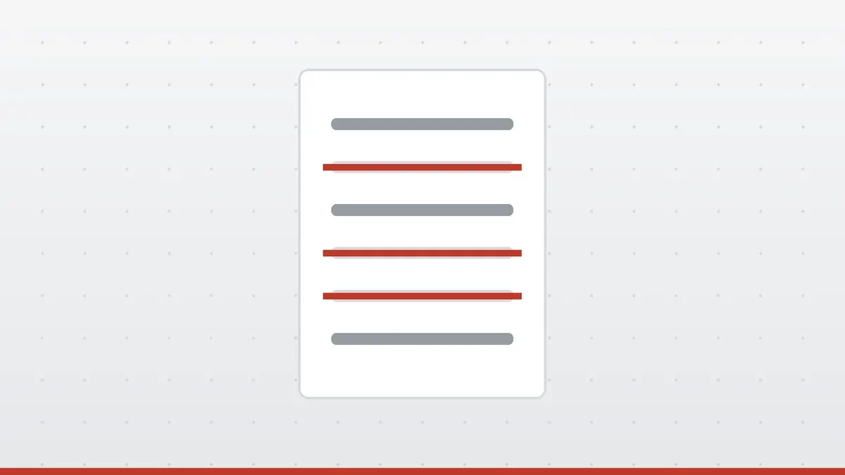 A list with three items struck out in red