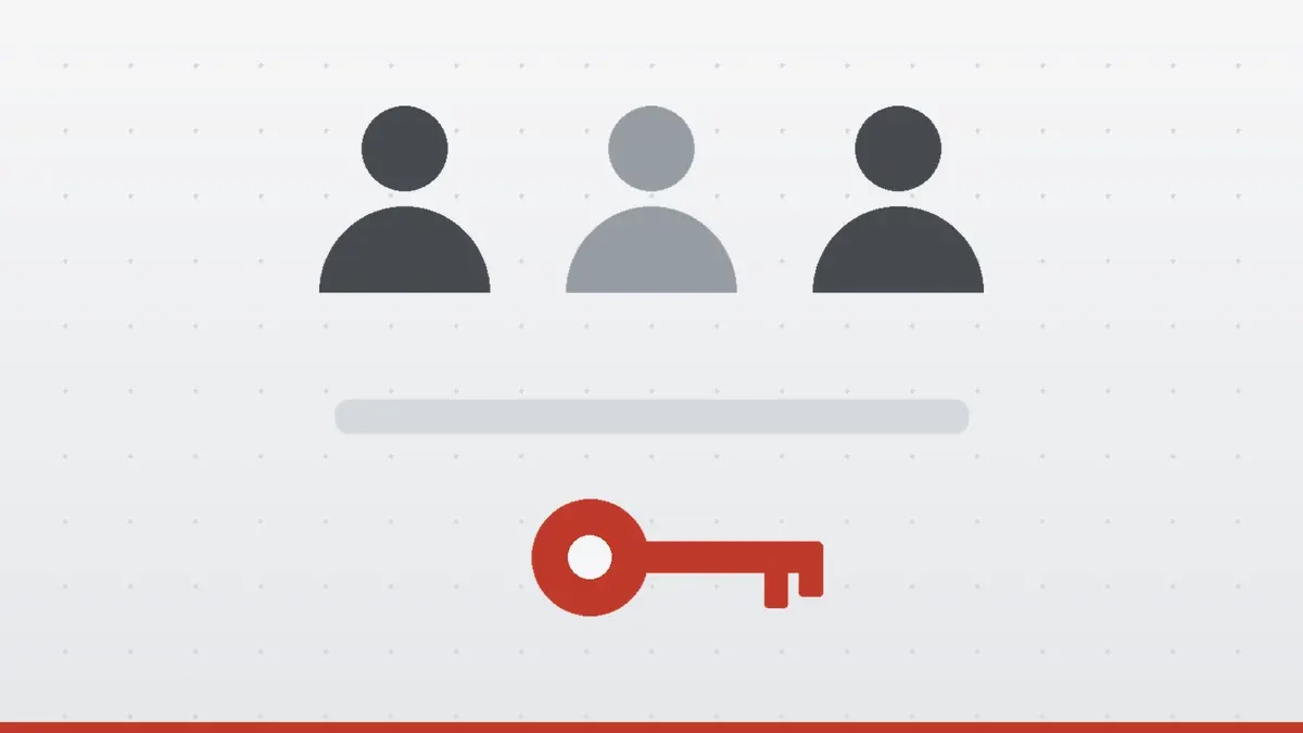 Three user icons above a red key